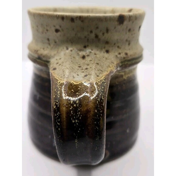 Vintage Studio Art Pottery Handcrafted Green Drip Glazed Stoneware Mug - Picture 4 of 10